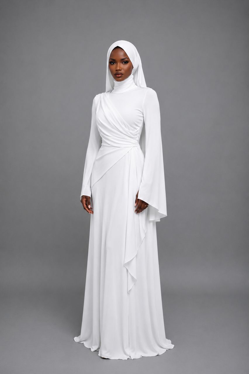Abaya Élégance Pure – Blanc Ivoire